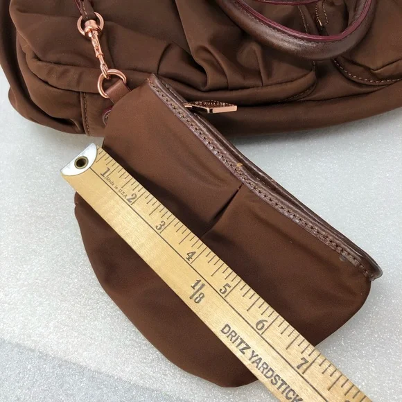 MZ WALLACE Kate Bag Large Brown and Rose Gold Shoulder Crossbody Nylon & Leather